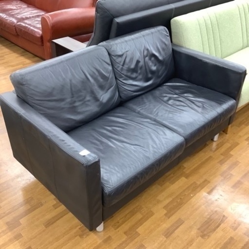 2人掛けソファー レザー ブラック