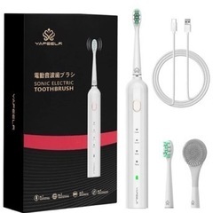 電動歯ブラシ 音波歯ブラシ 洗顔ブラシヘッド付き ソニック US...