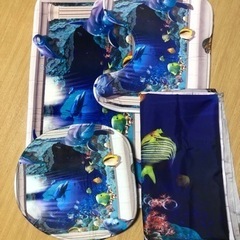 トイレ、バスマット&シャワーカーテン4点セット✨値下げしました。の画像