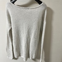 アンドバイピー&ディー　ピンキー&ダイアン　& by P&D　ニット　Vネックセーター　ケーブル編み　薄手　長袖　38　ペールグレー の画像