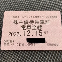 相鉄線　株主優待乗車証の画像