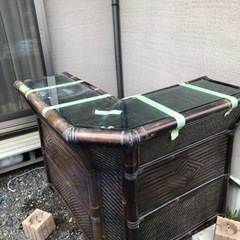 アジアン調のL型カウンターテーブル台【希少品】の画像