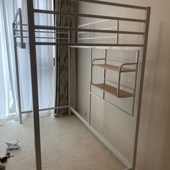 美品　ニトリ　ロフトベッド　ホワイト　椅子付き　B