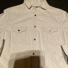 レディース　ロングシャツ　ホワイト色の画像