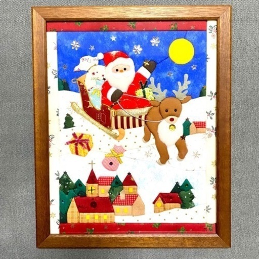 クリスマス サンタ ハンドメイド　額装付き