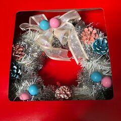 クリスマスリース◆白　直径21cm　未使用◆Xmasオーナメントの画像