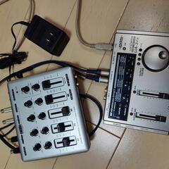 スピーカー、オーディオインターフェース、ミキサーの画像