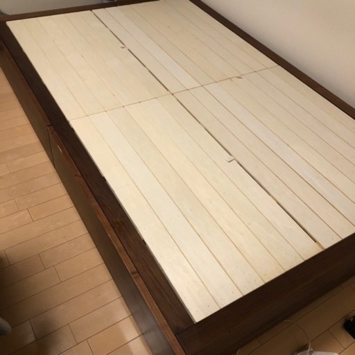 【確約済】無印良品　収納ベッド　セミダブル ウォールナット材　引き出し収納付き　マットレス付き