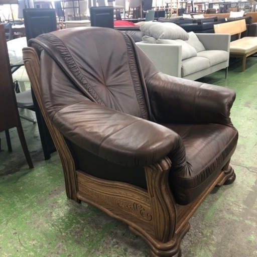 購入 1人掛けソファー ブラウン 1人掛けソファ ブラウン 木肘 レトロ