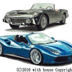 GC-201フェラーリ488/250限定版画 直筆サイン 額装済●作家 平右ヱ門 GC-201フェラーリ488/250 限定版画 直筆サイン有 額装済 作家 平