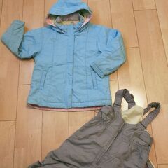 子供サイズ120 スキーウエア上下セット水色×ライトグレー