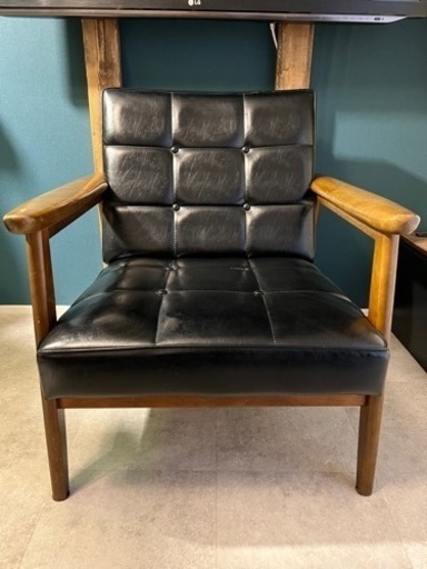 カリモク60 Kチェア　1シーターソファー　ブラック