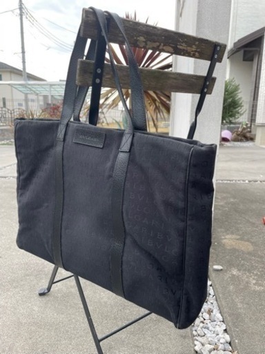 BVLGARI ブルガリ　トートバッグ　ロゴマニア　キャンバス　黒赤　男女兼用