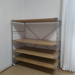 取引中【人気商品】無印ステンレスユニットシェルフワイド小&追加棚付きの画像