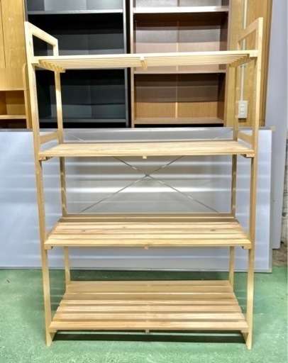 激安‼️ ウッドラック幅90cm 4段木製棚板高さ調節可能