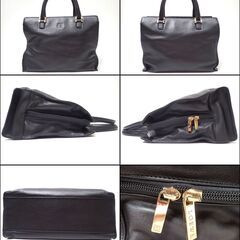 AA978 LOEWE ハンドバッグ レザー アナグラム ゴールド金具 ブラック
