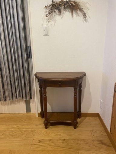 オーク無垢材を使用した英国 アンティーク 半月コンソール テーブル