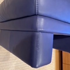 独Himolla製オットマン　牛革レザー　ブルーの画像