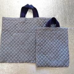 手作りの手提げバッグと上履き入れ　中古　入園、入学に