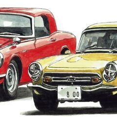 NC-218 ホンダS600/S800 限定版画 直筆サイン有 額装済 作家 平右ヱ門の画像