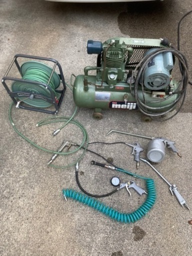 エアーコンプレッサー　MEIJI ナショナル　EC-DBN ウレタンリール　HAYATA 付属品付