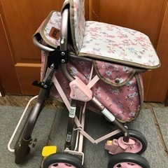 【中古】シルバーカー　花柄　ピンクの画像