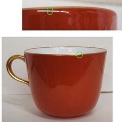 未使用品★大倉陶園 モーニング カップ＆ソーサー 漆蒔 朱赤 金縁　☆ PayPay(ペイペイ)決済可能 ☆ 札幌市 豊平区 平岸の画像