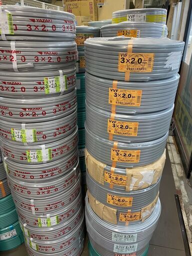 ★ツールオフ横浜店★【未使用品】VVFケーブル 3×2.0mm 100m巻！　※メーカー:富士、住電、矢崎、協和など