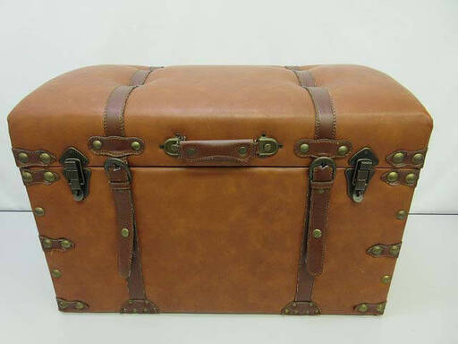 ss4387　チェストトランク　ブラウン　レザー調　ベンチスツール　収納箱　サイドチェスト　収納ベンチ　チェア　イス　椅子　トランク型　ボックス　アメリカンビンテージ風　インテリア