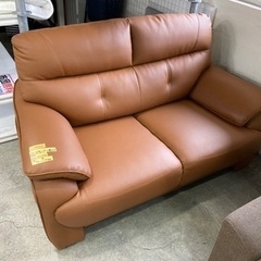 2人掛けソファ/ブラウン/フェイクレザー】クリーニング済み【管理番号