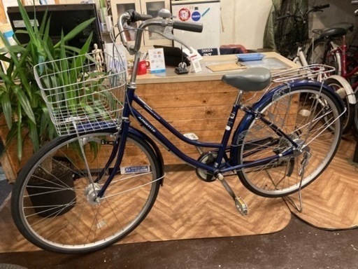 【前後タイヤ・チューブ新品！】LEDオートライト　6段変速　27インチ自転車　ブルー