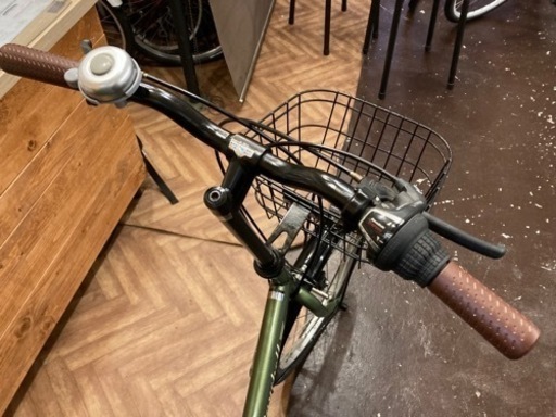 【6段変速】カゴ付き20インチ折りたたみ自転車　グリーン