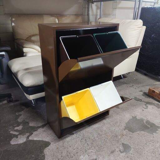 1/26 終 DOTTUS ダストボックス ゴミ箱 2段 4分別 スチール製 ブラウン ドッタス イタリア製 菊倉MZ