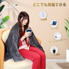 【新品未使用】電気毛布 掛け敷き両用 電気敷毛布 USB毛布 160cmx65cm ひざ掛け 肩掛け 膝掛け USB電気敷き毛布 丸洗い可能 冷え対策 オフィス テント泊用 車中泊 洗える 防寒対策 グレー　②の画像
