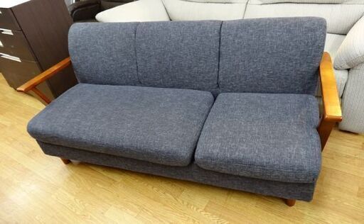3人掛けカウチソファ 布製 グレー オットマン付き 幅155㎝ L字ソファ 3Pソファー 3シーター　西岡店 