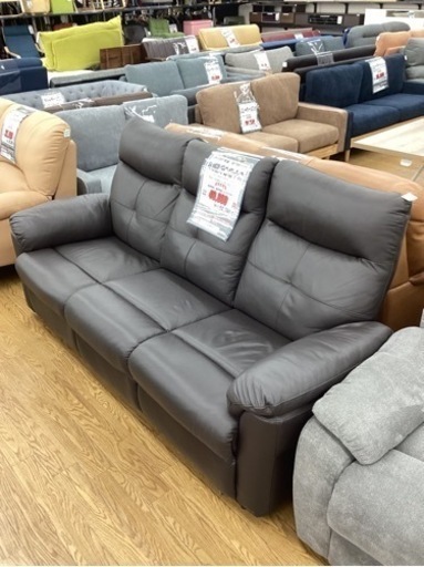 KL-12【新入荷　リサイクル品】ニトリ　2017年製　本革　両側電動リクライニングソファ　ブラウン