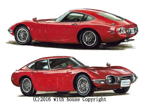 NC-226 トヨタ2000GT 限定版画 直筆サイン有 額装済 作家 平右ヱ門