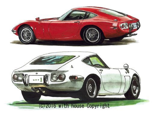 NC-229 トヨタ2000GT 限定版画 直筆サイン有 額装済 作家 平右ヱ門