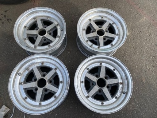 決まりました。旧車　ロンシャン　4本セット　14インチ　5穴　一本割れあり　歪み少しあり