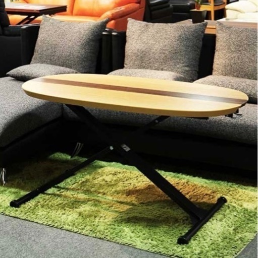 【美品　取引中】昇降式テーブル　楕円ツートン