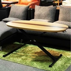 【美品　取引中】昇降式テーブル　楕円ツートン