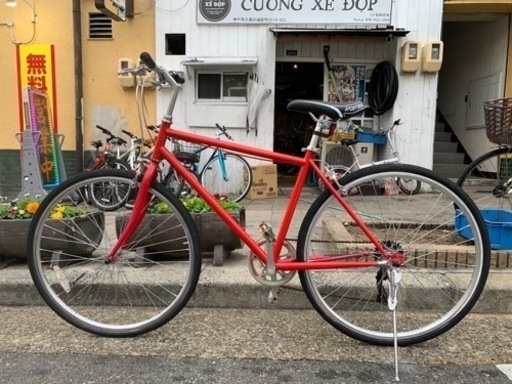 💋💋　クロスバイク　700x28c 赤　6変速　チェーン　新品　サイド　新品