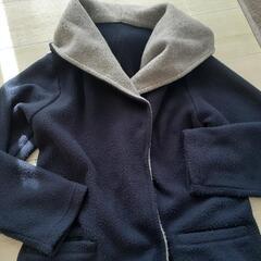 【お渡し予定】襟つき温かコートL　ネイビー×グレーの画像