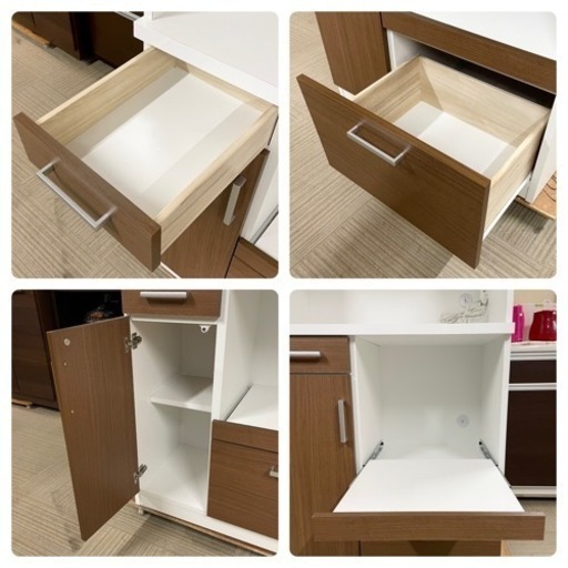 【超美品‼️】定価95,700円♪ 大川家具(サン) 80cm幅キッチンボード 食器棚 収納家具 木目調ダークブラウン♪
