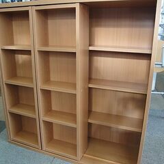 ☆ 本棚 幅90×奥行29×高さ92.5cm ブックシェルフ スライド棚  スライド2列 木目 スライド式 書棚 札幌市 東区 北20条店の画像