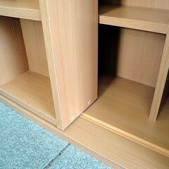 ☆ 本棚 幅90×奥行29×高さ92.5cm ブックシェルフ スライド棚  スライド2列 木目 スライド式 書棚 札幌市 東区 北20条店の画像