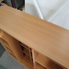 ☆ 本棚 幅90×奥行29×高さ92.5cm ブックシェルフ スライド棚  スライド2列 木目 スライド式 書棚 札幌市 東区 北20条店の画像