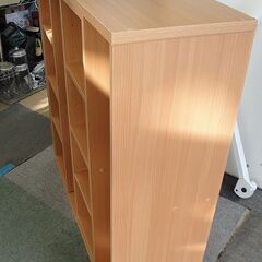 ☆ 本棚 幅90×奥行29×高さ92.5cm ブックシェルフ スライド棚  スライド2列 木目 スライド式 書棚 札幌市 東区 北20条店の画像