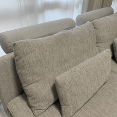 IKEA ソーデルハムン 3人掛けソファ ＋ ヘッドレスト2個付き 木製脚