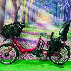 ❷ 4596子供乗せ電動自転車ヤマハ3人乗り新品20インチ良好バ...